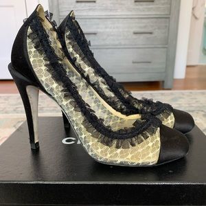 Chanel Mesh Cap-Toe Lace Pumps